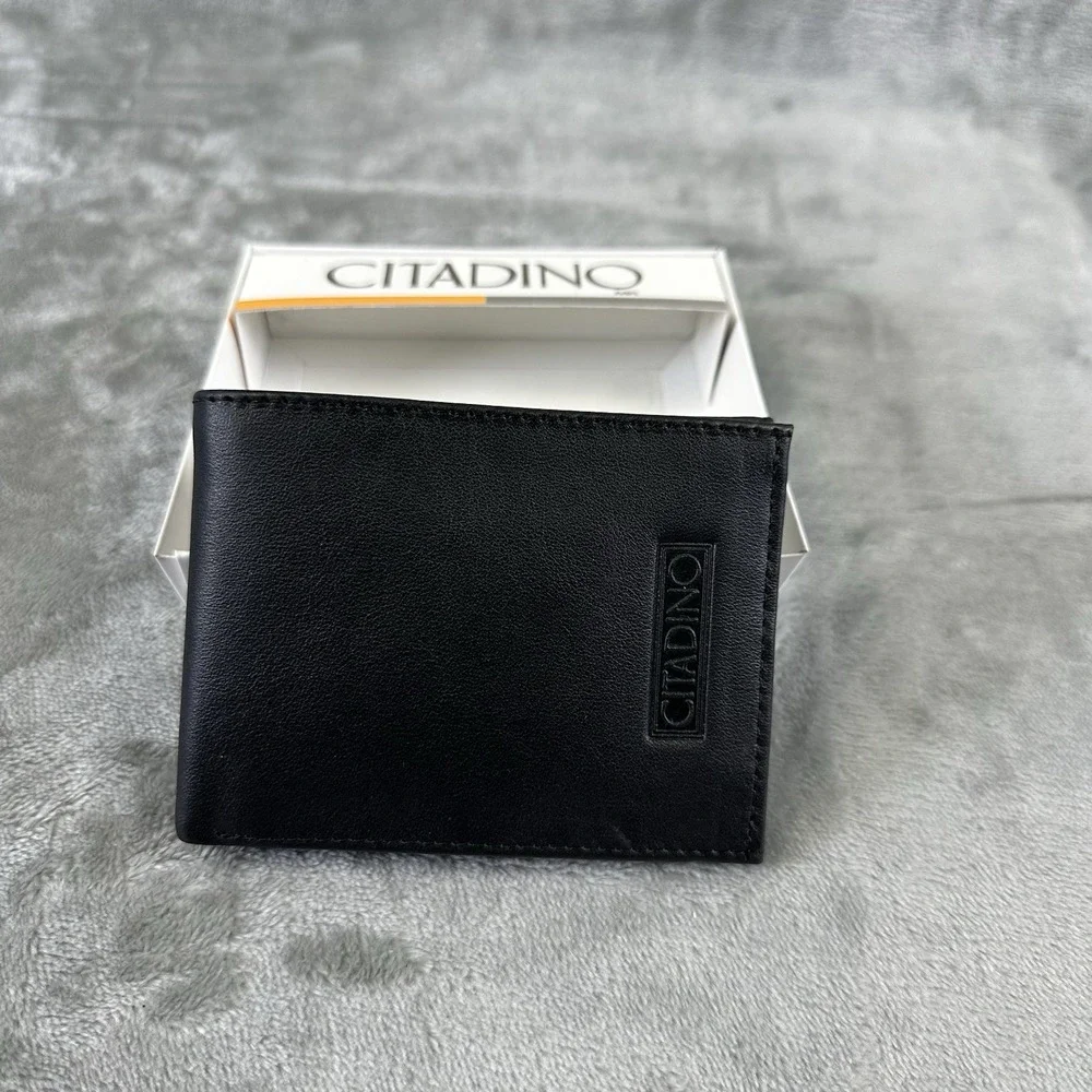 Citadino Leather Wallet Men's Black Trifold New In Box